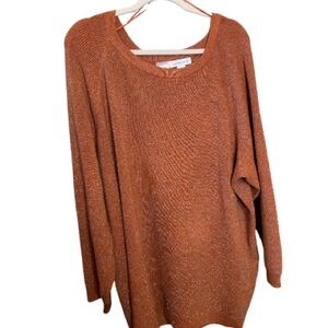 Liz Claiborne 3X Women Sweater
Knit Pullover Rust & Silver Metallic Specks.